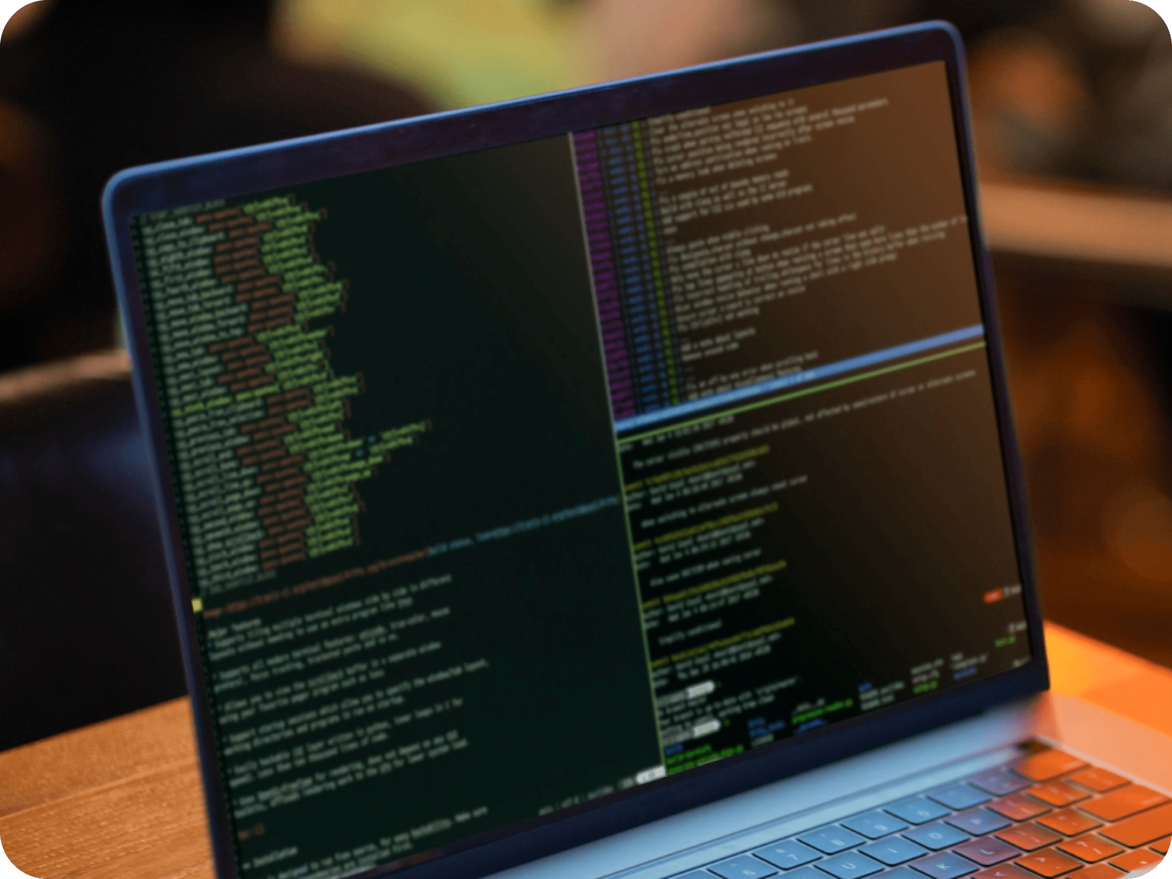 Developer laptop with code